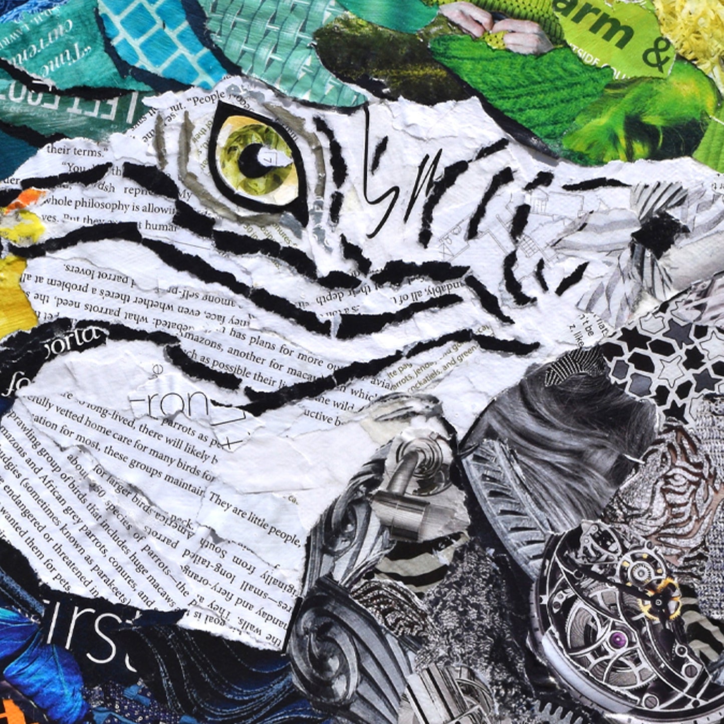 Parrot Head Collage Art