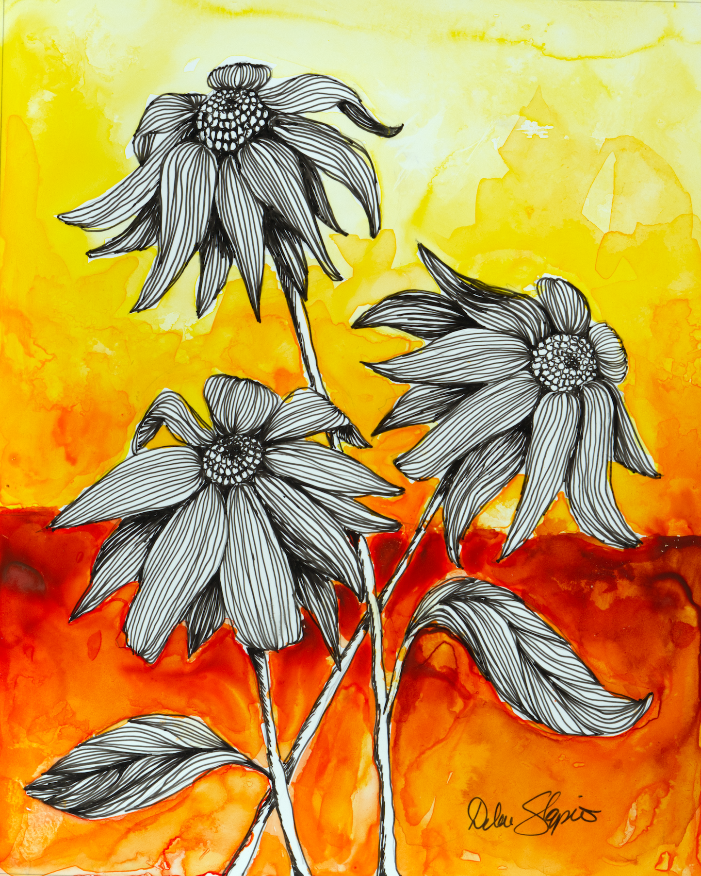 Black Eyed Susans ACEO Print, Collectible Miniature Art Card