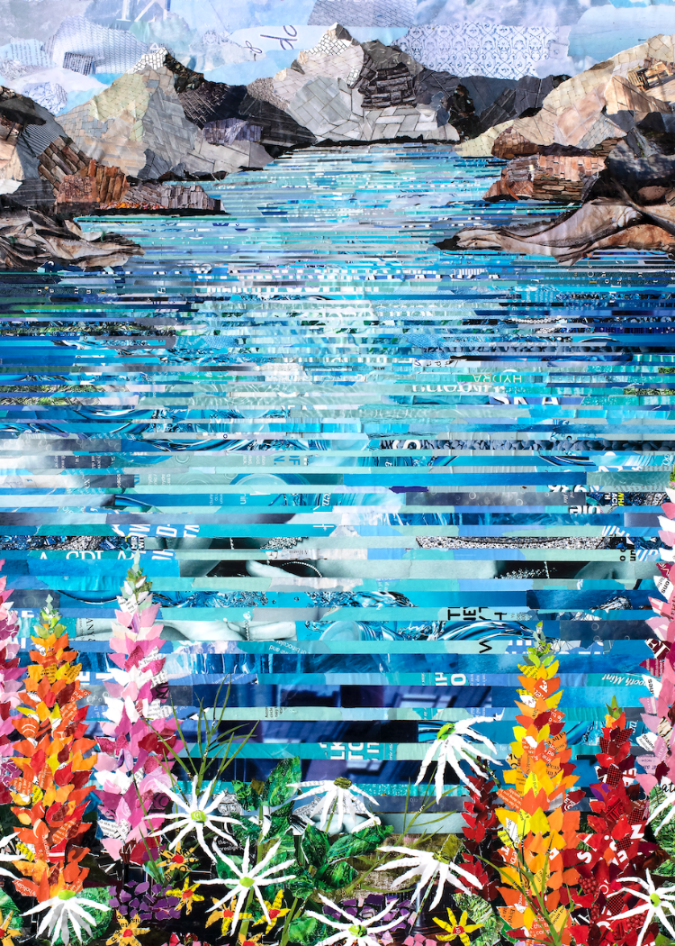 ACEO Lake Mountains Collage Giclee Print Collectible Miniature Art Card