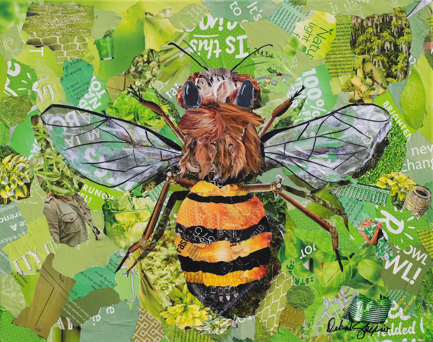 ACEO Honey Bee Collage Giclee Print Collectible Miniature Art Card Gift