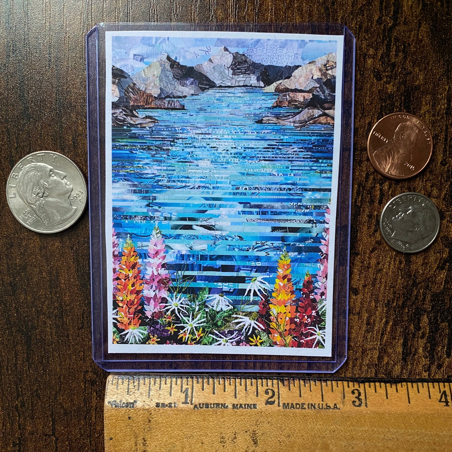 ACEO Lake Mountains Collage Giclee Print Collectible Miniature Art Card