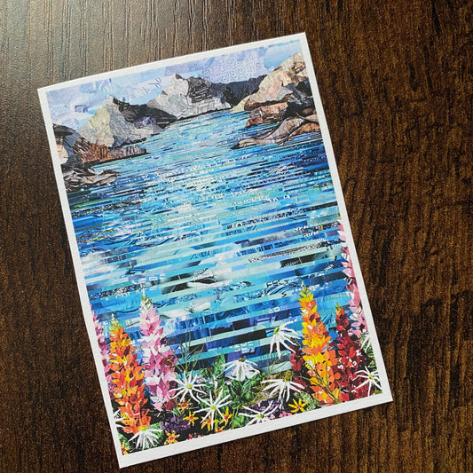 ACEO Lake Mountains Collage Giclee Print Collectible Miniature Art Card