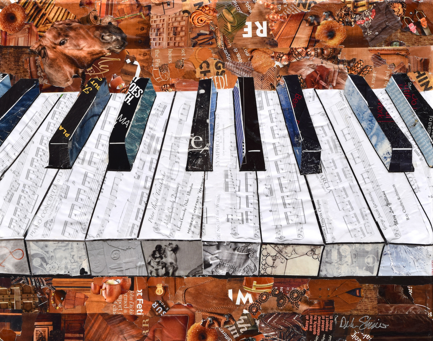 ACEO Piano Collage Giclee Print Collectible Miniature Art Card