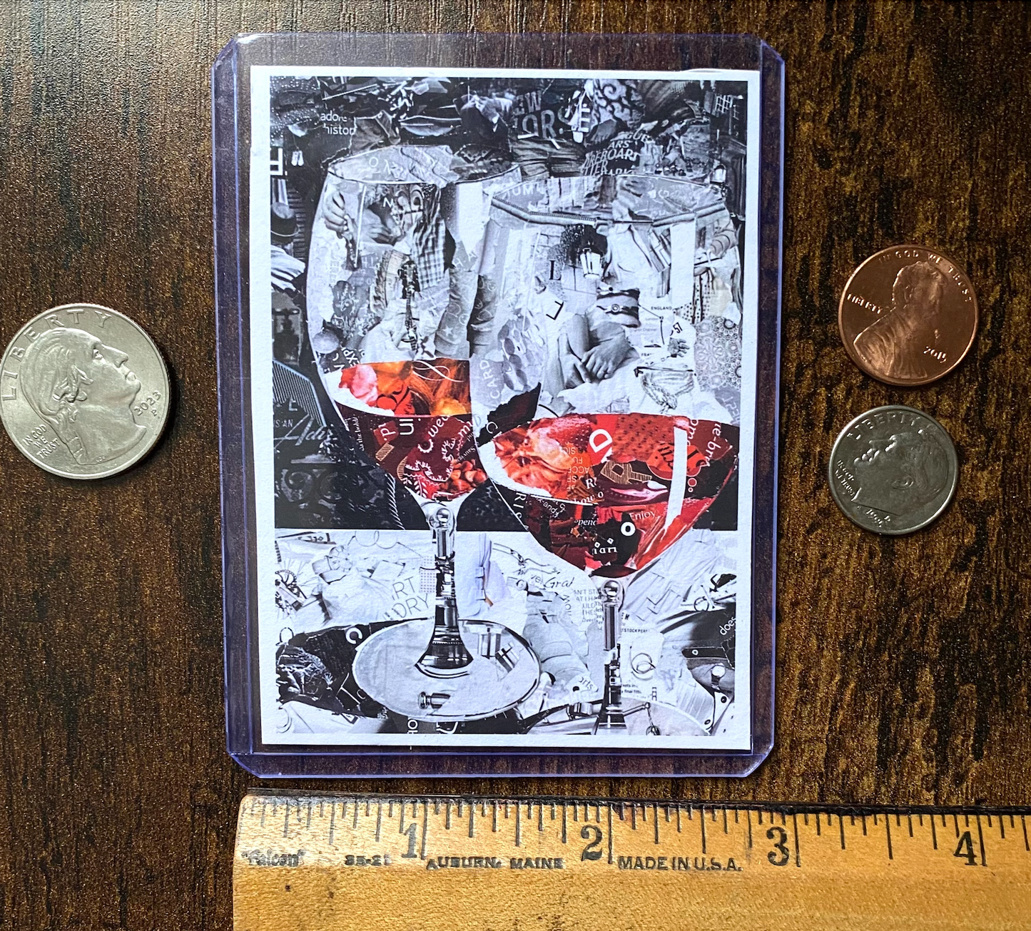 ACEO Red Wine Glasses Collage Giclee Print Collectible Miniature Art Card (Copy)