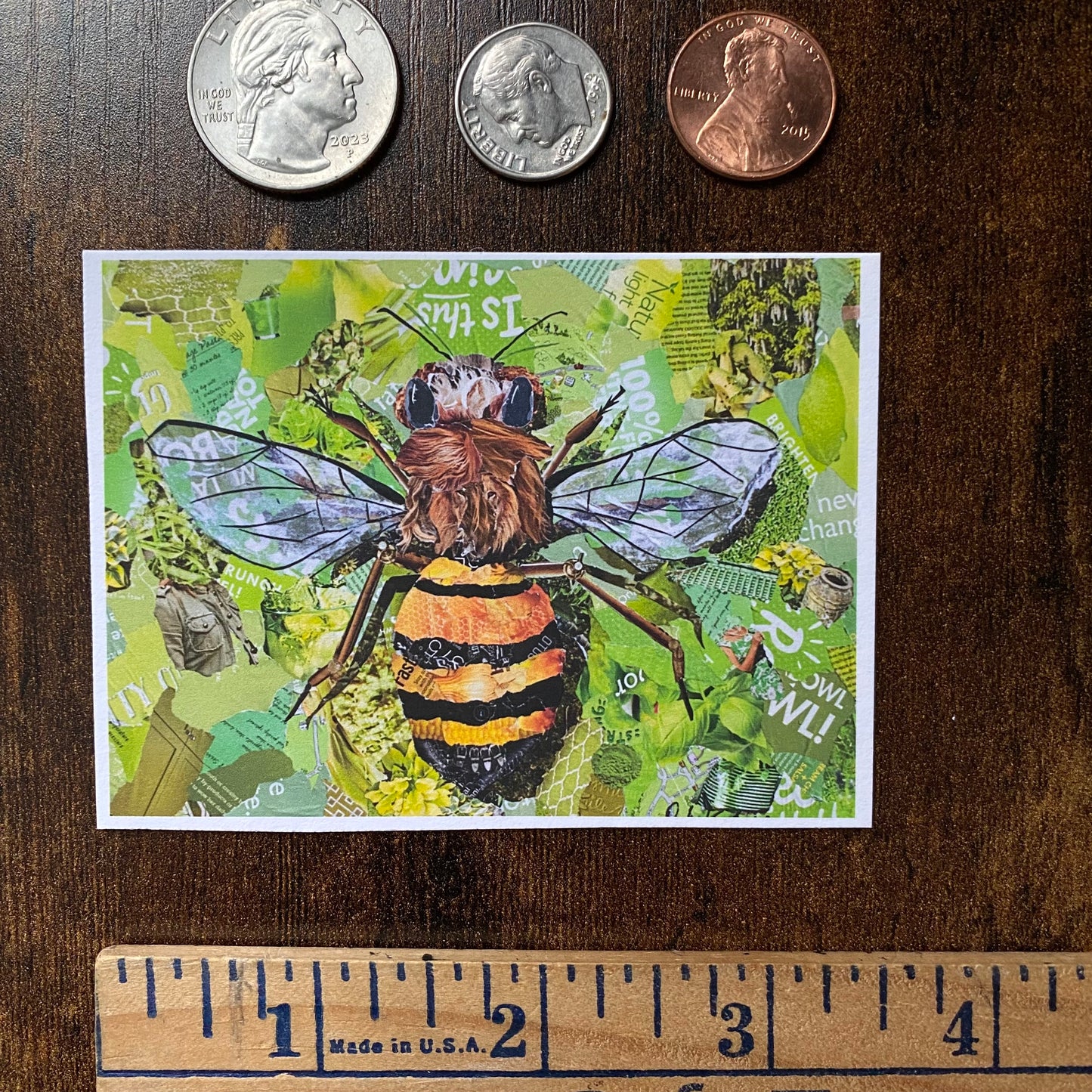 ACEO Honey Bee Collage Giclee Print Collectible Miniature Art Card Gift