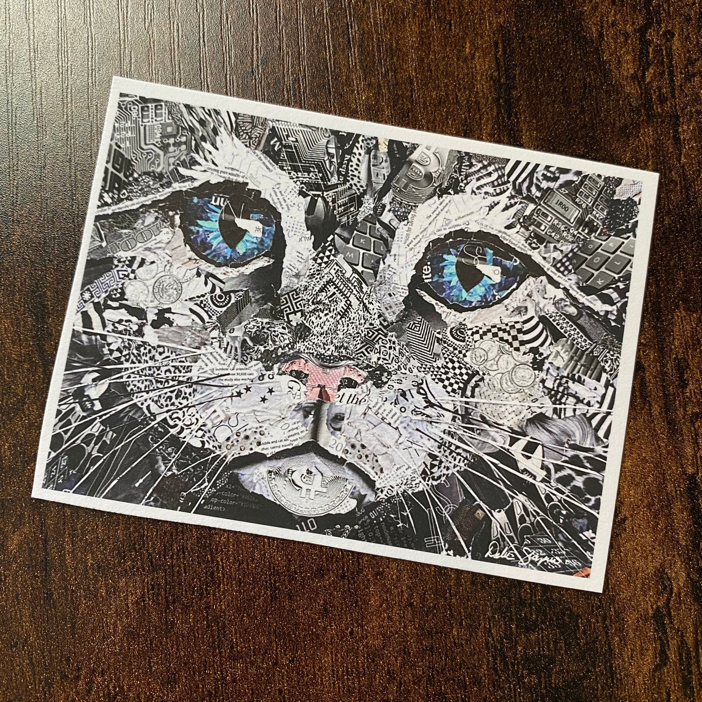 ACEO Money Cat Collage Giclee Print Collectible Miniature Art Card Gift