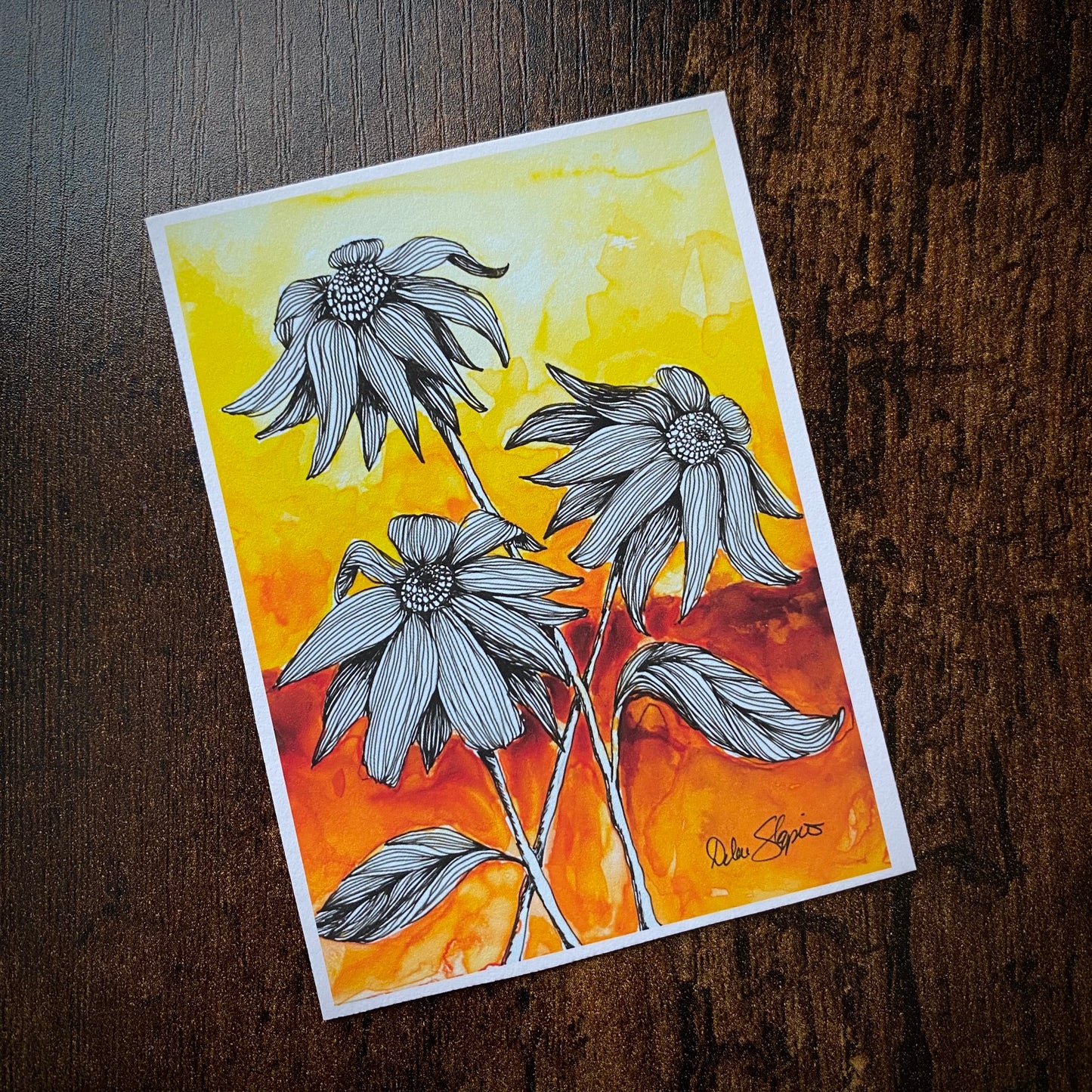 Black Eyed Susans ACEO Print, Collectible Miniature Art Card