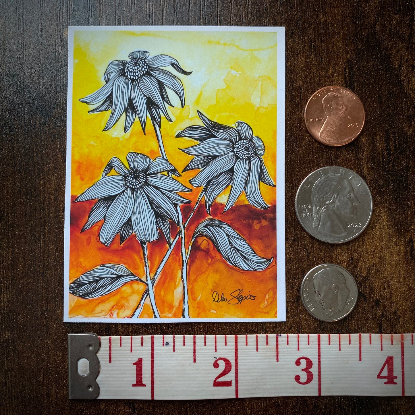 Black Eyed Susans ACEO Print, Collectible Miniature Art Card