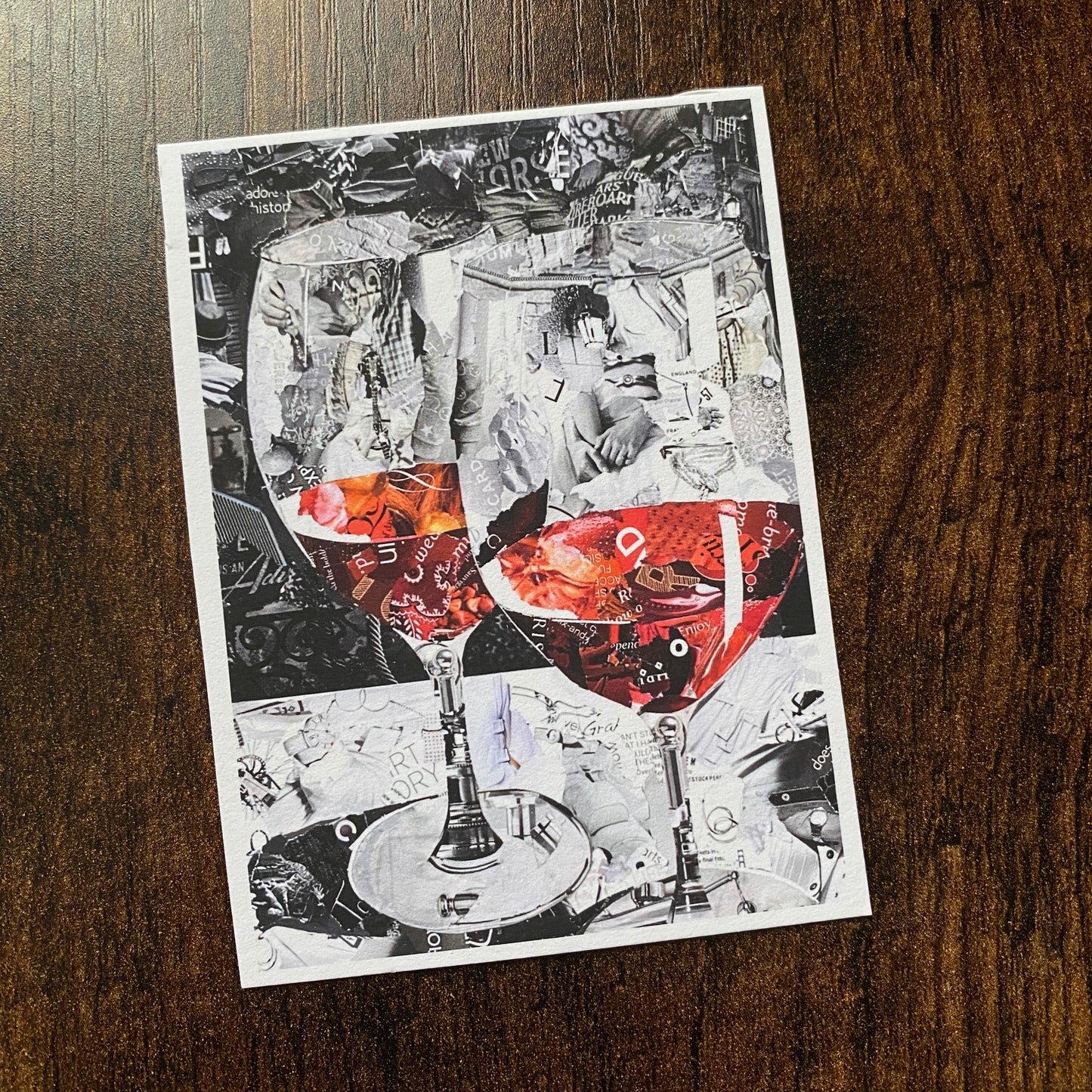 ACEO Red Wine Glasses Collage Giclee Print Collectible Miniature Art Card (Copy)