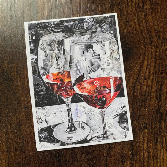 ACEO Red Wine Glasses Collage Giclee Print Collectible Miniature Art Card (Copy)