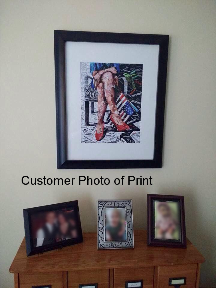 Political art giclee print of legs and flag